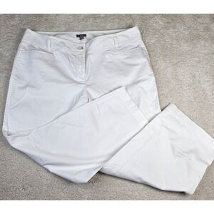 Women's J.Jill‎ White Stretch Cropped Capri Pants Size 14 Classic Casual Career